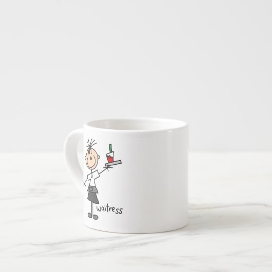 Serveerster Stickfiguur Espresso Kop (Links)