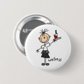 Serveerster Stickfiguur Ronde Button 5,7 Cm (Voorkant /achterkant)