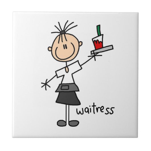 Serveerster Stickfiguur Tegeltje (Voorkant)
