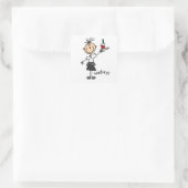 Serveerster Stickfiguur Vierkante Sticker (Tas)