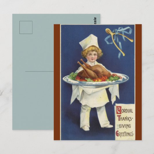 server met schotel van Thanksgiving Dinner Briefkaart (Voorkant / Achterkant)