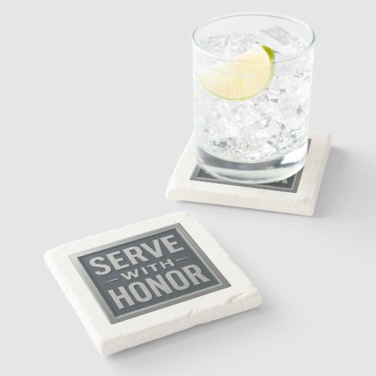 Serveren met Honor™ LDS Stone Onderzetter (Zijkant)