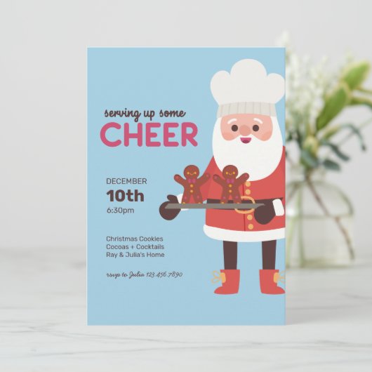 Serveren van wat Cheer Santa bakken peperkoek Kaart (Staand voorkant)