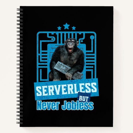 Serverloze Grappige Apen Ontwikkelaar Humor Notitieboek (Voorkant)