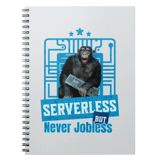 Serverloze Grappige Apen Ontwikkelaar Humor Notitieboek (Voorkant)