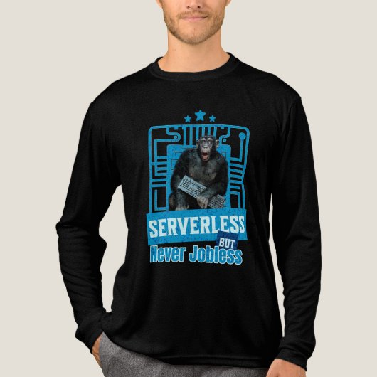 Serverloze Grappige Apen Ontwikkelaar Humor Tri-Blend Shirt (Voorkant volledig)