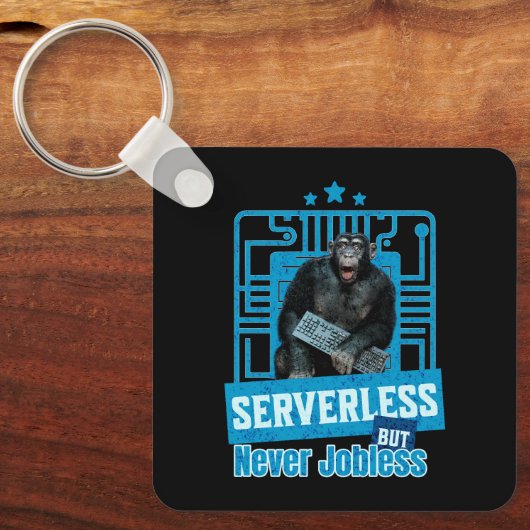 Serverloze Grappige Apen Ontwikkelaarshumor Sleutelhanger (Voorkant)