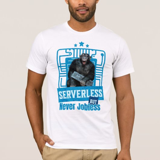 Serverloze Grappige Apen Ontwikkelaarshumor T-shirt (Voorkant)