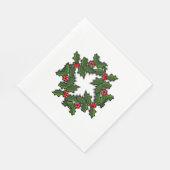 Servet - Krans van Holly bladeren en bessen (Hoek)