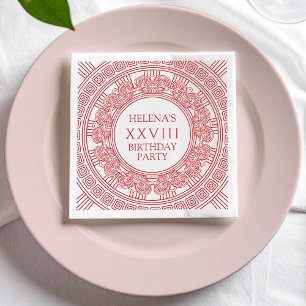 Servetjes met roze Griekse ontwerp voor feestje vo Servet