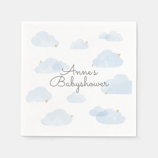 Servetten babyshower wolken lichtblauw jongen (Voorkant)