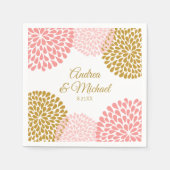 Servetten | Chrysanthemum (roze en goud) (Voorkant)