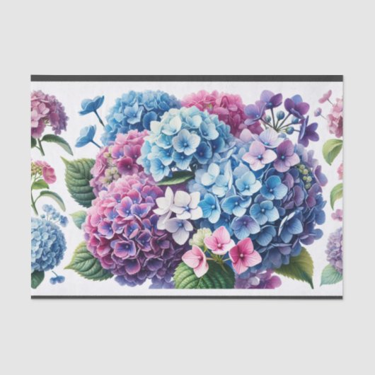 servetten, decoupage, hydrangeas, crea tissuepapier (Voorkant)