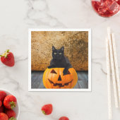 servetten, Halloween zwarte kat op pompoen Servet (Insitu)