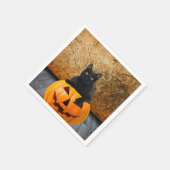 servetten, Halloween zwarte kat op pompoen Servet (Hoek)