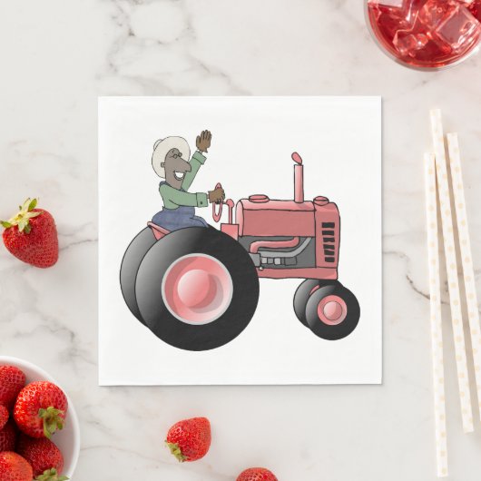 Servetten met boer die op een tractor rijdt (Insitu)