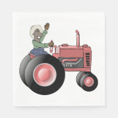 Servetten met boer die op een tractor rijdt (Voorkant)