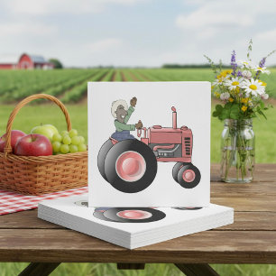 Servetten met boer die op een tractor rijdt