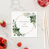 Servetten met naam Leaves & Eucalyptus Gold (Insitu)