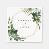 Servetten met naam Leaves & Eucalyptus Gold (Voorkant)