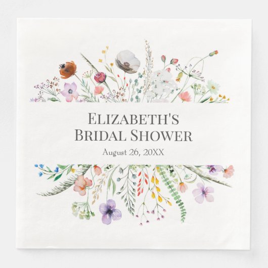 Servetten voor bruidsontbijt met wilde bloemenweid (Voorkant)