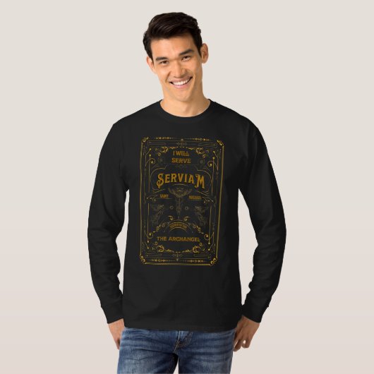 Serviam Will Serve Saint Michael Phrase Cath T-shirt (Voorkant volledig)