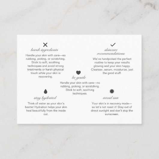 Service Aftercare Skincare Visitekaartje (Achterkant)