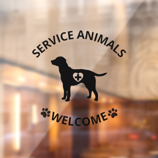 Service Animals Welcome Storefront Sign Raamsticker (Vel 2)