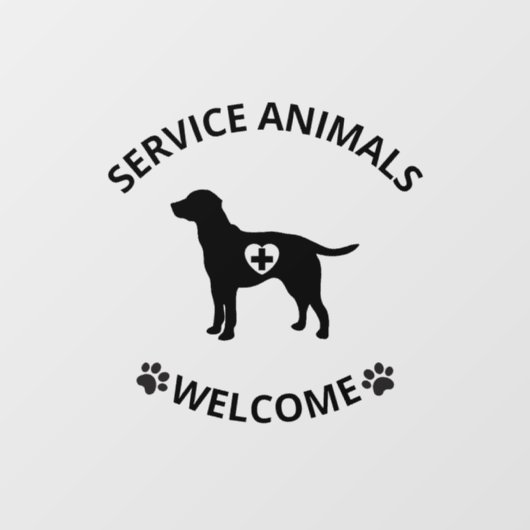 Service Animals Welcome Storefront Sign Raamsticker (Vel)