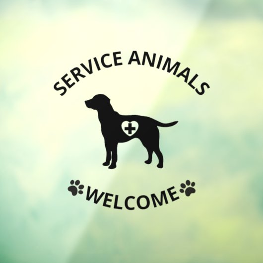 Service Animals Welcome Storefront Sign Raamsticker (Vel 3)