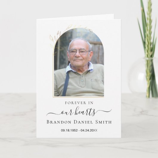 Service begrafenis overlijdensbericht met foto bed bedankkaart (Voorkant)