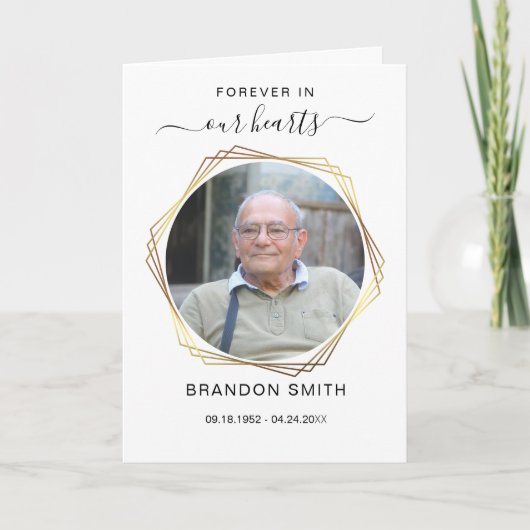 Service begrafenis overlijdensbericht met foto bed bedankkaart (Voorkant)