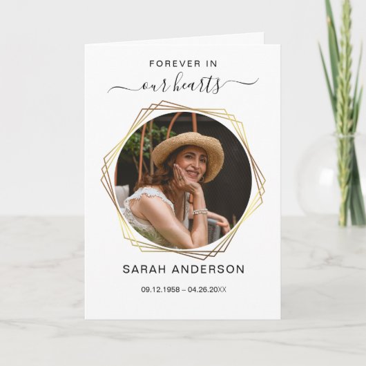 Service begrafenis overlijdensbericht met foto bed bedankkaart (Voorkant)