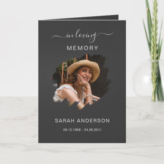 Service begrafenis overlijdensbericht met foto bed bedankkaart (Voorkant)