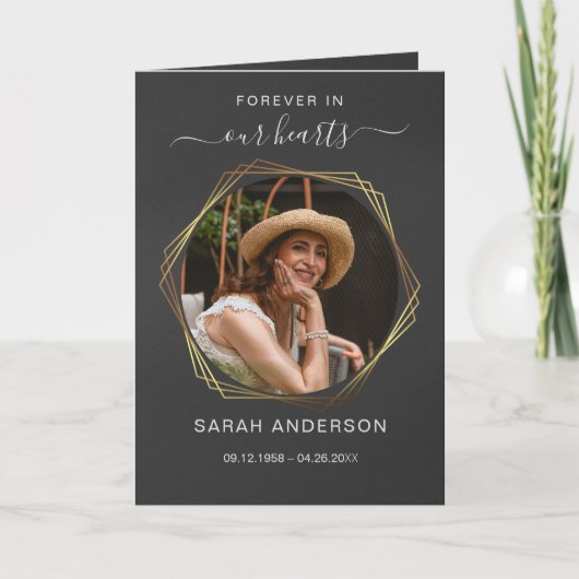 Service begrafenis overlijdensbericht met foto bed bedankkaart (Voorkant)