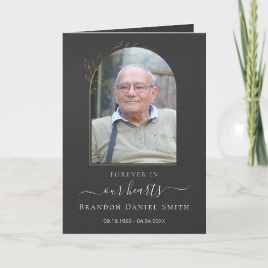 Service begrafenis overlijdensbericht met foto bed bedankkaart (Voorkant)