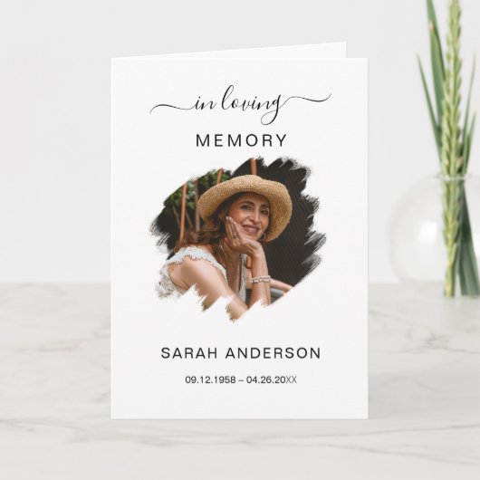 Service begrafenis overlijdensbericht met foto bed bedankkaart (Voorkant)