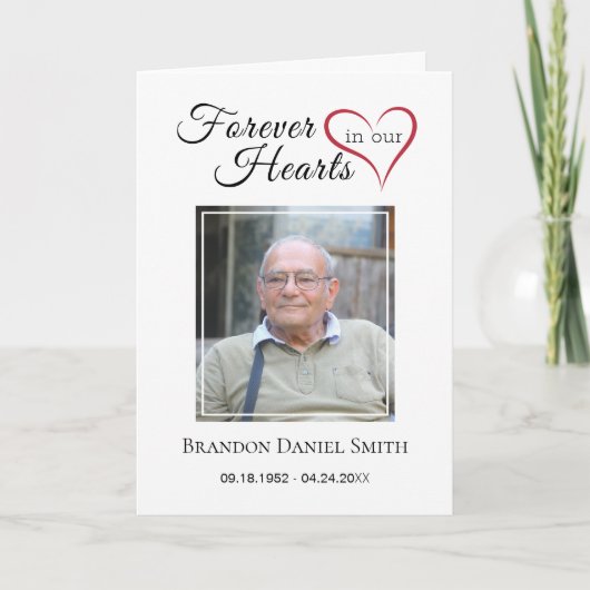 Service begrafenis overlijdensbericht met foto bed bedankkaart (Voorkant)