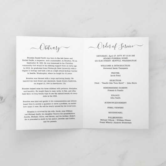 Service begrafenis overlijdensbericht met foto bed bedankkaart (Binnen)