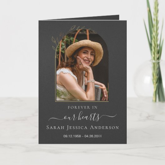 Service begrafenis overlijdensbericht met foto bed bedankkaart (Voorkant)