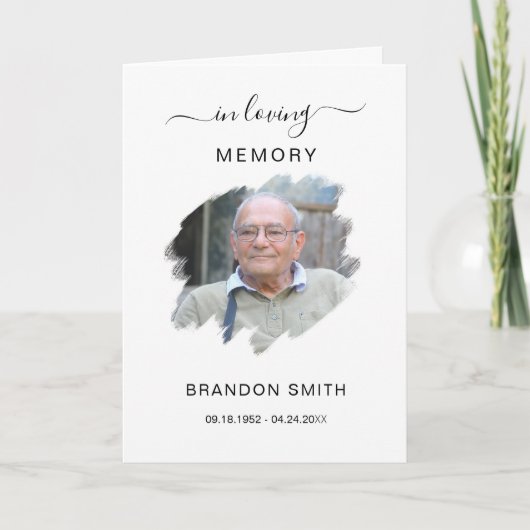 Service begrafenis overlijdensbericht met foto bed bedankkaart (Voorkant)