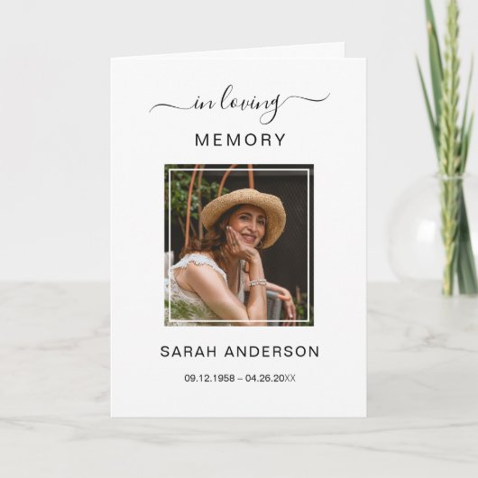 Service begrafenis overlijdensbericht met foto bed bedankkaart (Voorkant)