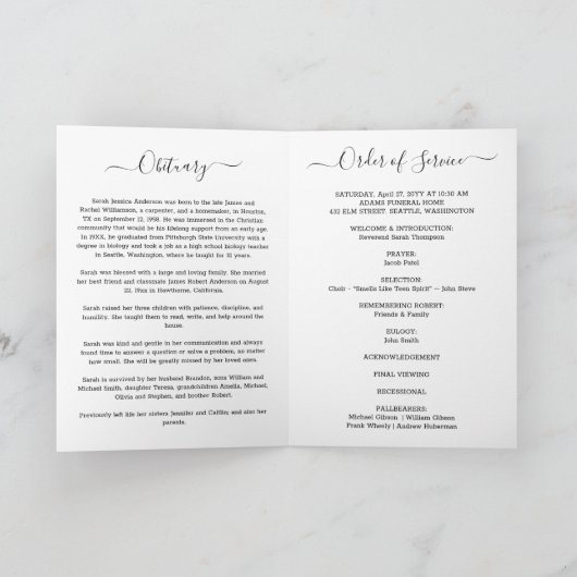 Service begrafenis overlijdensbericht met foto bed bedankkaart (Binnen)