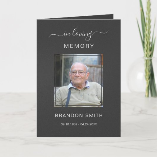 Service begrafenis overlijdensbericht met foto bed bedankkaart (Voorkant)