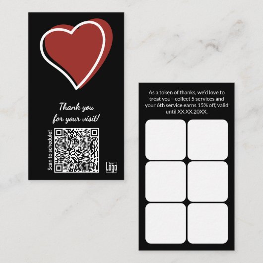 Service Business Valentine's Day QR Thank You Klantenkaartje (Voorkant / Achterkant)