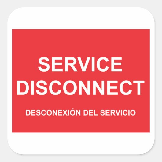 Service Disconnect Label met Spaanse ondertitel (Voorkant)