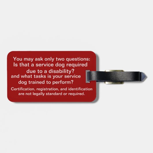 Service dog ADA  law label Bagagelabel (Achterkant horizontaal)