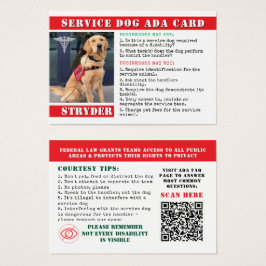 Service Dog ADA Wet Kaarten Rode Foto ID Badge Visitekaartje