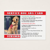 Service Dog ADA Wet Kaarten Rode Foto ID Badge Visitekaartje (Voorkant)