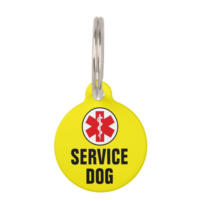 Service Dog Animal Medical Alert-symbool geel Huisdierpenning (Voorkant)
